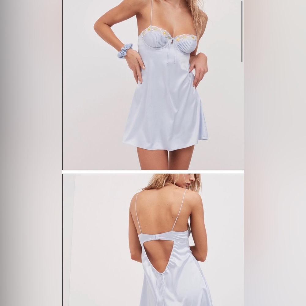 For Love and Lemons Paloma Slip Dress Blue